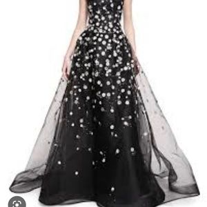 Carolina Herrera black flower tule dress